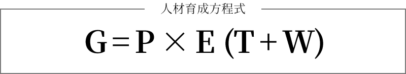 人材育成方程式 G = P × E (T + W)
